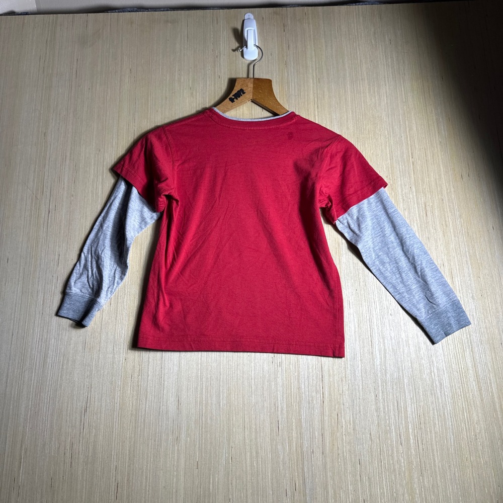 Nike T Shirt Kids Size 7 Red Grey Football Graphic Layered Long Sleeve Tee - Picture 10 of 10
